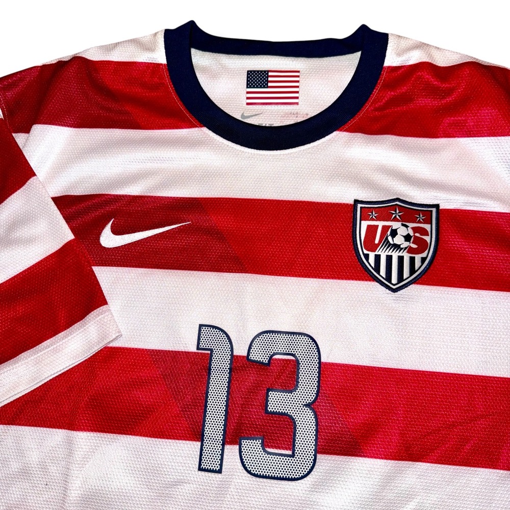 Nike USWNT Alex Morgan 13 Waldo Jersey 2012 Red White Striped Soccer Top XL